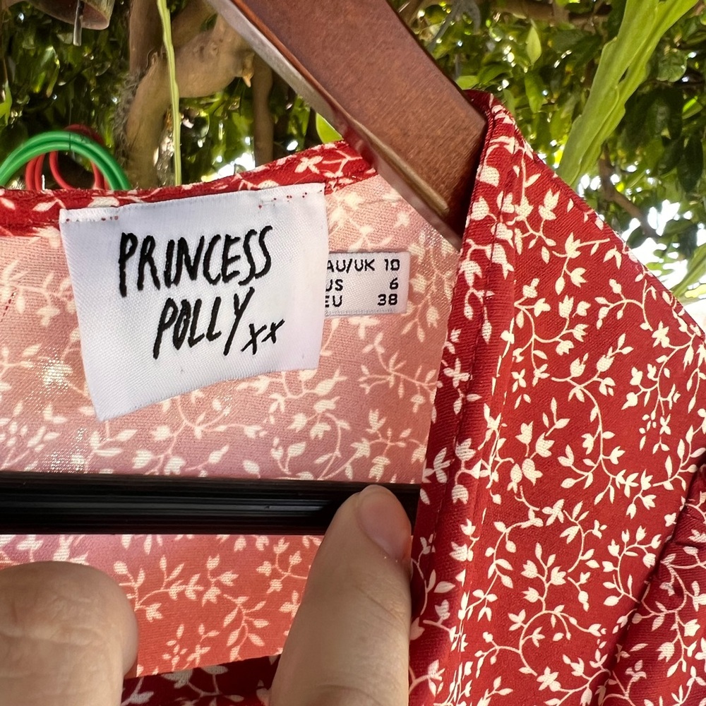 Princess Polly Dalko Mini dress summer-fall dress burn orange with floral design - Picture 6 of 6